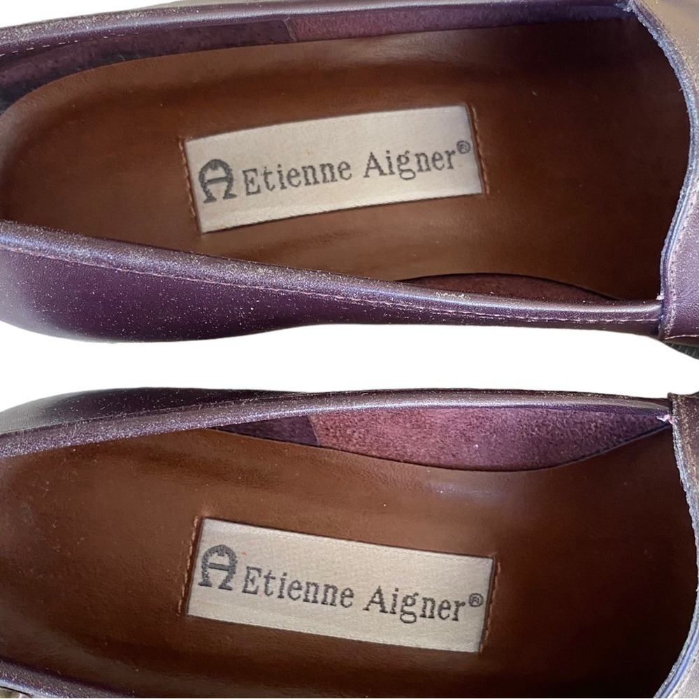 ETIENNE AIGNER Townsend Loafers Leather Slip-on Low Heel Brown Women Size 6N - Picture 11 of 12